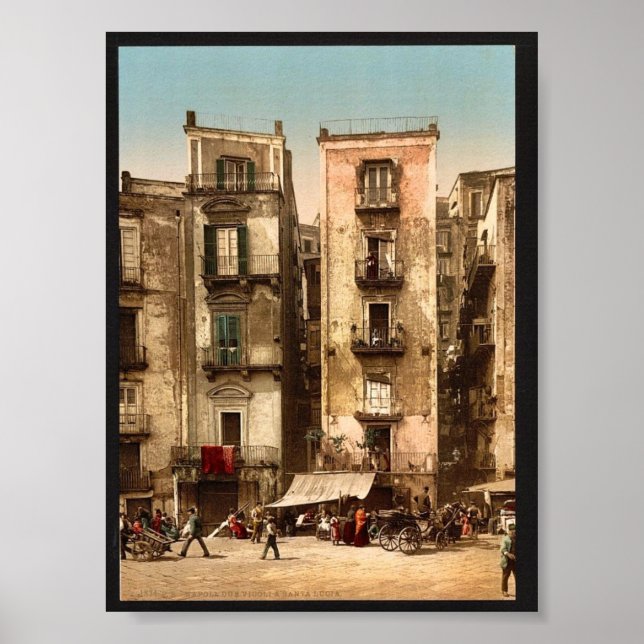 Poster Rues étroites, Naples, Italie classique Photochrom (Devant)