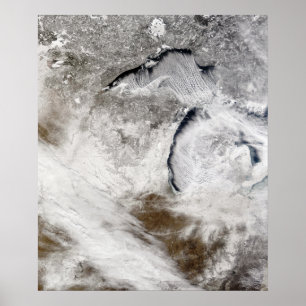 Poster Rues nuageuses sur le lac Supérieur et le lac Mich