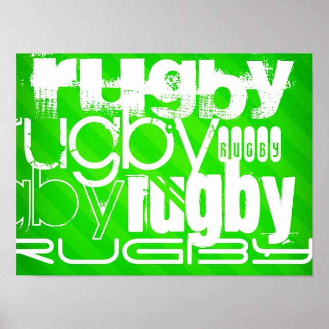 Poster Rugby ; Grandes vertes néon (Devant)