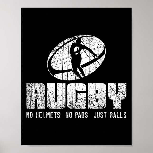 Poster Rugby No Helmet No Pads Just Shirt - Funny Rugby Q (Devant)