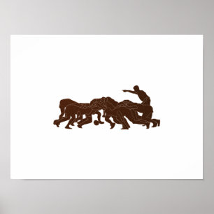 Poster rugby player scrum metal texture