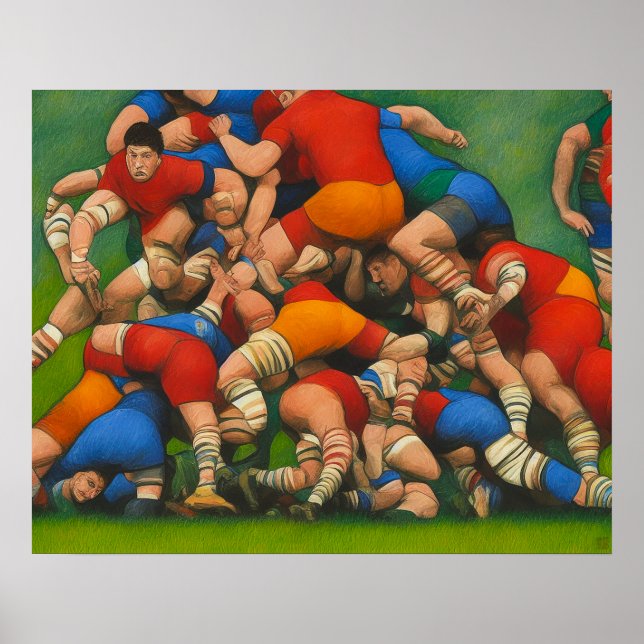 Poster Rugby Ruck - Art sur toile (Devant)