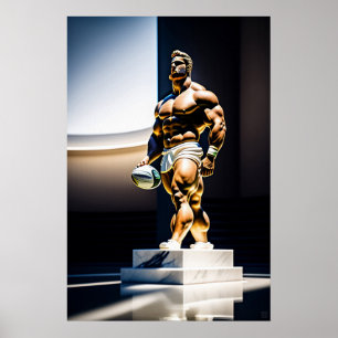 Poster Rugby Statue - Toile Art Imprimer