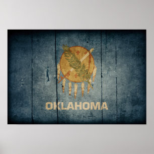 Poster Rugged Wood Oklahoma Flag