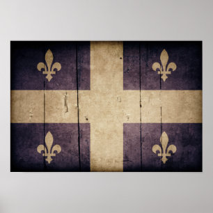 Poster Rugged Wood Quebec Flag