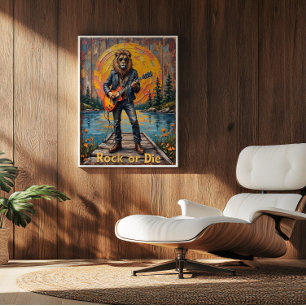 Poster Rugissement Sauvage : Guitare au Bord de l'Eau