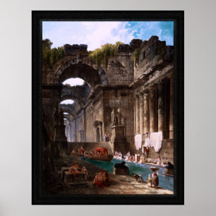 Poster Ruines D'Une Baignoire Romaine Avec Filles