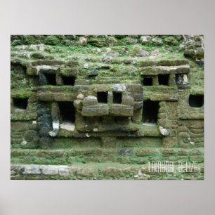 Poster Ruines mayas de Lamanai au Belize Masque de jaguar