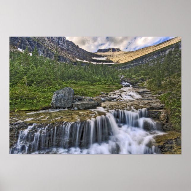 Poster ruisseau en cascade, parc national des Glaciers, (Devant)