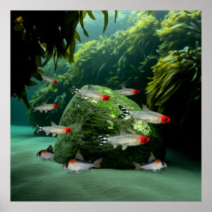 Poster Rummynose Tetras Corydoras Aquarium Poissons