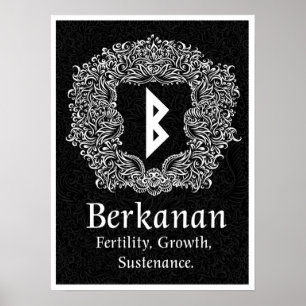 Poster Rune Berkanan /Fertilité / Version noire