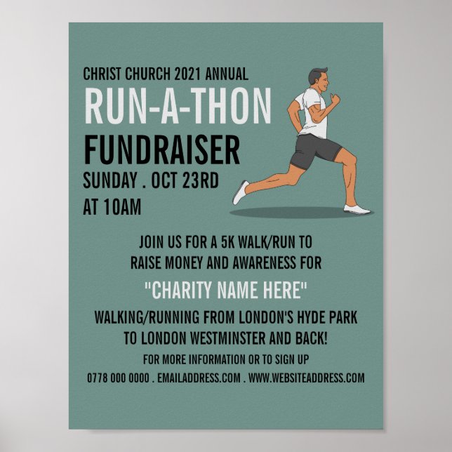 Poster Runner, Charity Run-Walk-a-Thon Event Publicité (Devant)