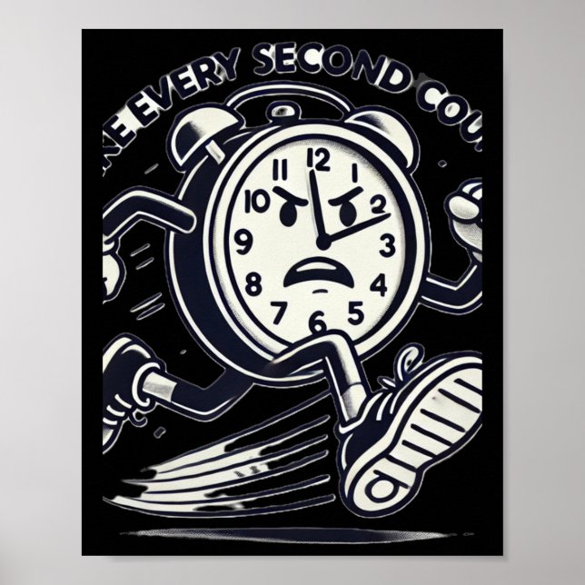 Poster Running Clock Make Every Second Count Sticker  (Devant)