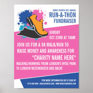 Poster Running Shoe, Charity Run-Walk-a-Thon Event