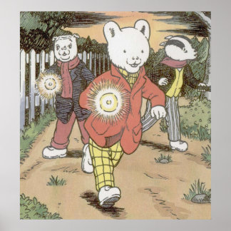 Poster Rupert Bear Bill Badger et Algy Carlin