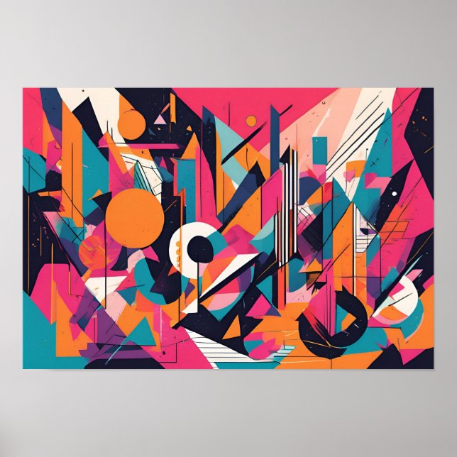Poster  Rush de géométrie néon (Devant)