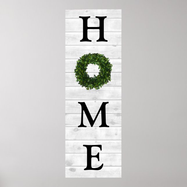 Poster Russe Blanc Bois Bois Maison Boxwood Wreath (Devant)