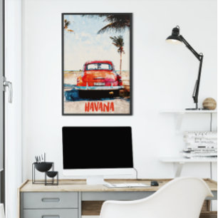 Poster Russe Havana Cuba Vintage voyage Aquarelle