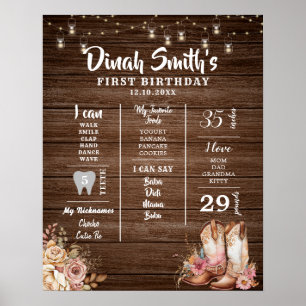 Poster Russe Texas Boots Cowgirl 1er anniversaire Jalon