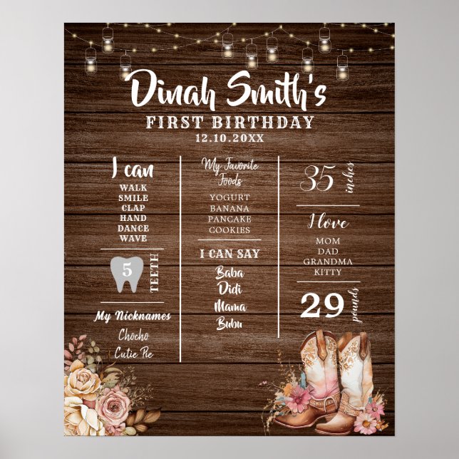 Poster Russe Texas Boots Cowgirl 1er anniversaire Jalon (Devant)