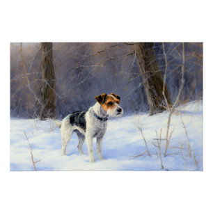 Poster Russell Terrier Laisser neiger Noël
