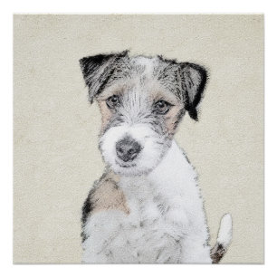 Poster Russell Terrier Peinture rugueuse - Art Chien orig