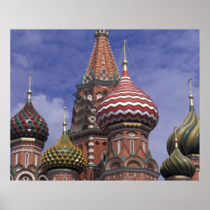 Poster Russia, Moscow, Red Square. famous onions of St.