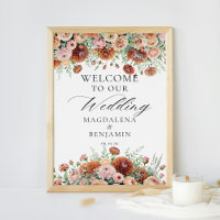 Rust Dahlia Fleurs Sage Chute Calligraphie Bienven