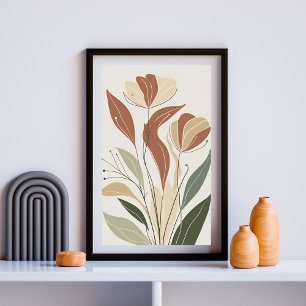 Poster Rust Meadow Whisper I – Botanique minimaliste de f