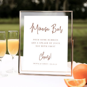 Poster Rust Modern Handwritten Script Mimosa Bar Sign