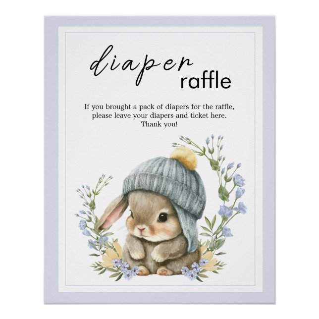 Poster Rustic Baby Animal Baby Shower Bunny Diaper Raffle (Devant)