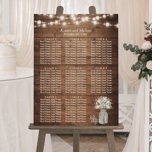 Poster Rustic Baby's Breath String Lights Seating Chart