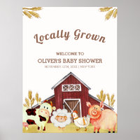 Rustic Barnyard Farm Animaux Baby shower Bienvenue