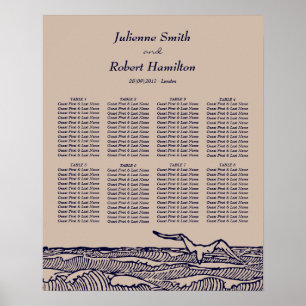 Poster Rustic Beach Ocean Waves Mariage Carte de siège