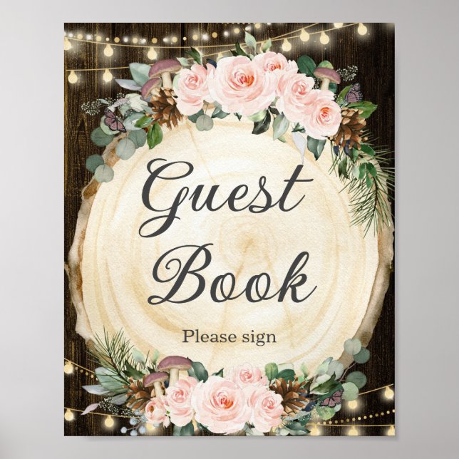 Poster Rustic Blush Floral Enchanted Forest Livre d'invit (Devant)