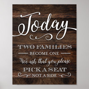 Poster Rustic Chic DEUX FAMILLES DEVENIR UN SIGNE Imprime