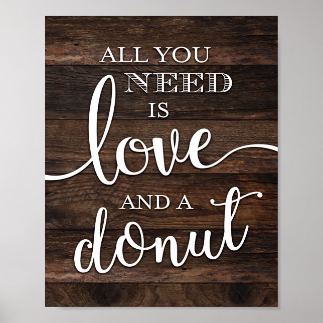 Poster Rustic Chic LOVE ET UN DONUT SIGNE Imprimer (Devant)