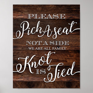 Poster Rustic Chic Mariage CHOISIR UN SIÈGE SIGNALER Impr
