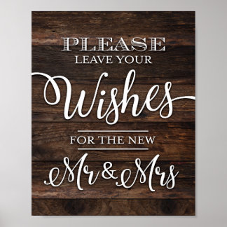 Poster Rustic CHic SOUHAITE POUR M. ET MRS. Signe Imprime