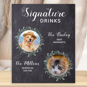 Poster Rustic Chien Signature Boissons Animaux Mariages C