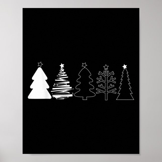 Poster Rustic Christmas Trees Winter Forest Minimalist  (Devant)