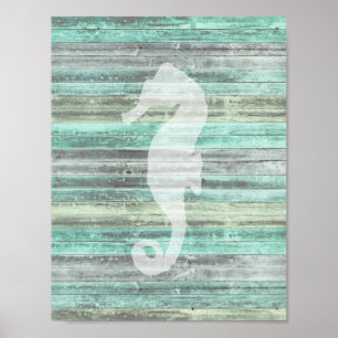 Poster Rustic Coastal Decor Seahorse