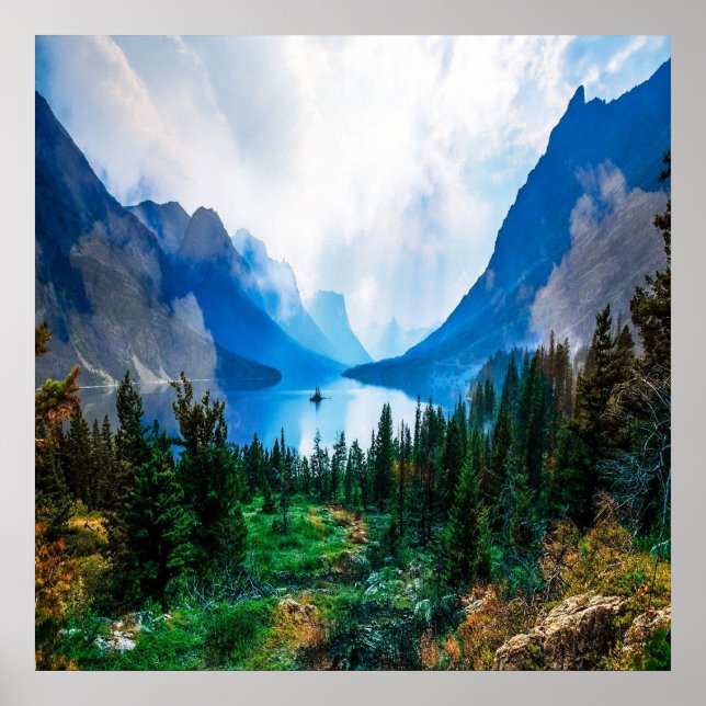 Poster Rustic Country Mountains Nature Pittoresque (Devant)