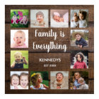 Rustic Dark Brown Wood 12 Photo Collage Famille