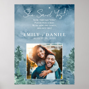 Poster Rustic Dusky Blue Mountains Jour de Mariage