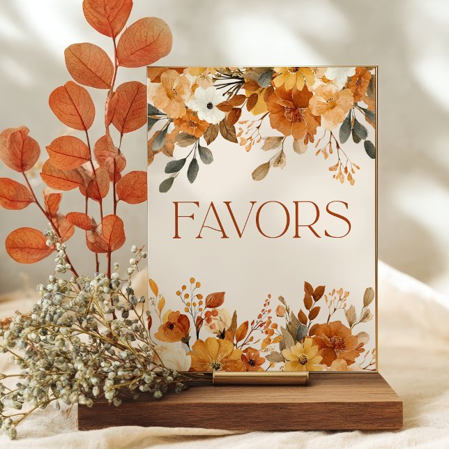 Poster Rustic Fall In Love Watercolor boho Faveurs Sign (Rustic Fall In Love Watercolor boho Favors Sign)