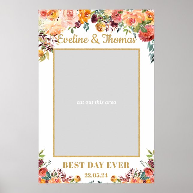 Poster Rustic Fall orange marigold mariage photo accessoi (Devant)