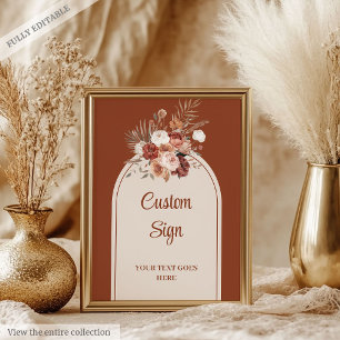 Poster Rustic Forest Green Feuille or Mariage personnalis