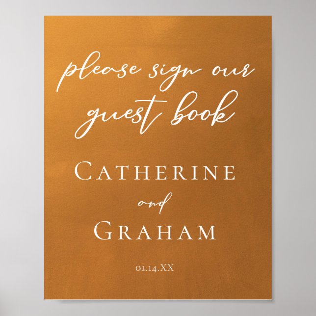 Poster Rustic Gold Mariage Signer Notre Invité Livre Post (Devant)