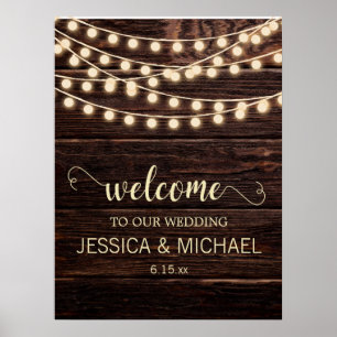 Poster Rustic Grange Wood Country String Mariage
